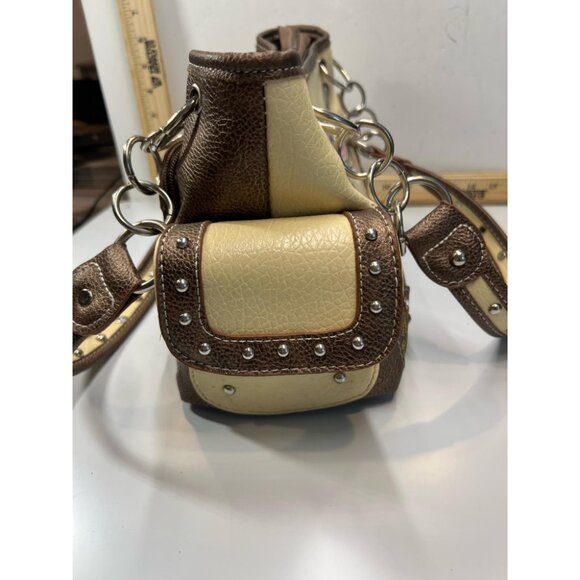 Women's Brown Boho Elephant Handbag Studded Tote Brown Faux Leather - Picture 3 of 5